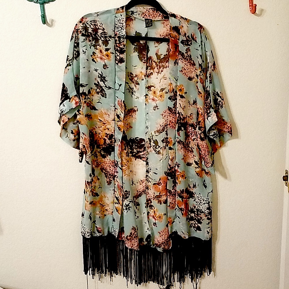 Teal swim cover up/kimono
